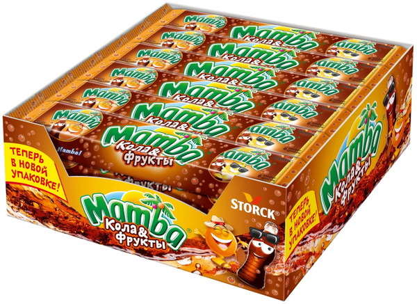 Жевательная конфета, "Mamba", "Кола и Фрукты", 79.5г 24 шт - купить с ...