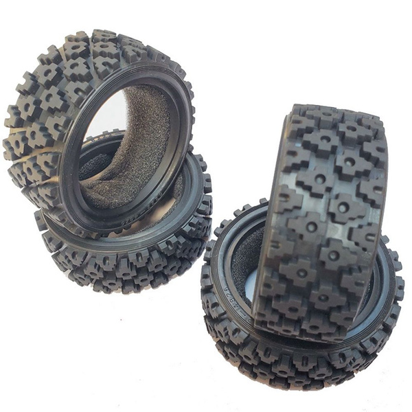 Set De 4 Neumáticos De Goma Para Coches RC 1/10, Medidas 70x52x28 Mm, Para TT01, TT02, XV01 Y LC PTG-2, Color Negro, Para Todoterreno