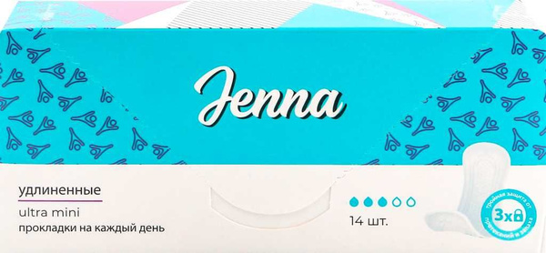 Прокладки ежедневные JENNA Ultra mini удлиненные, 14шт, Россия, 14 шт ...