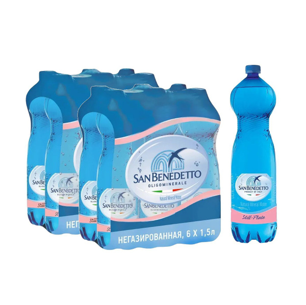 Вода San Benedetto (Сан Бенедетто) 6 шт по 1,5 л, пэт, без газа (2 ...