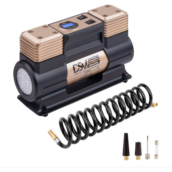 Двухцилиндровый компрессор DSV Smart, с LED фонарем, 75 л/мин 12 В ...