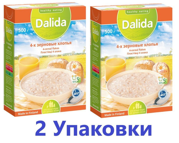 Хлопья 4-х зерновые (4 злака) финские TM Dalida (Далида),2 упаковки по ...