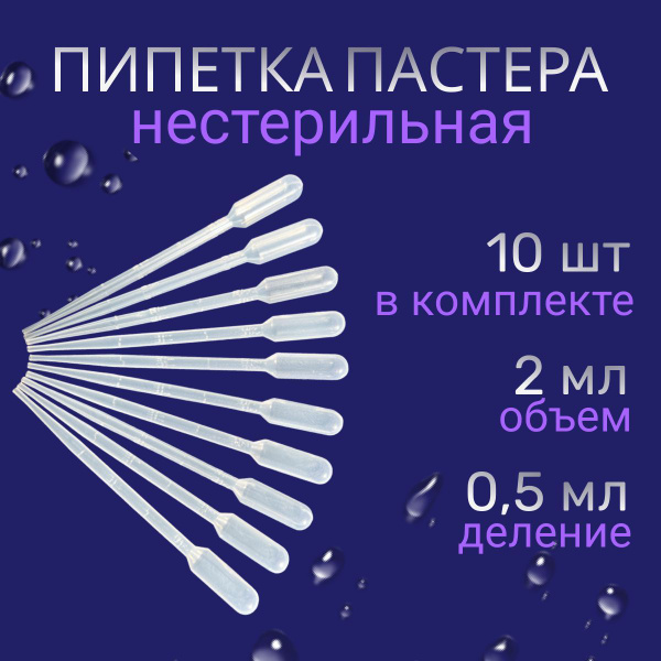Пипетка Пастера для творчества набор 10 шт 2 мл - купить с доставкой по ...