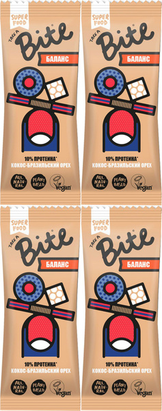 Батончик Bite Баланс фруктово-ореховый, комплект: 4 упаковки по 45 г ...