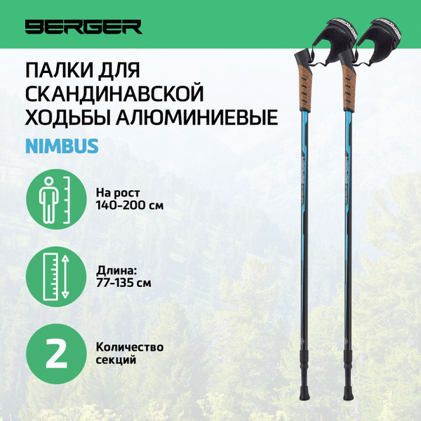 Палки для скандинавской ходьбы BERGER Nimbus треккинговые компактные ...