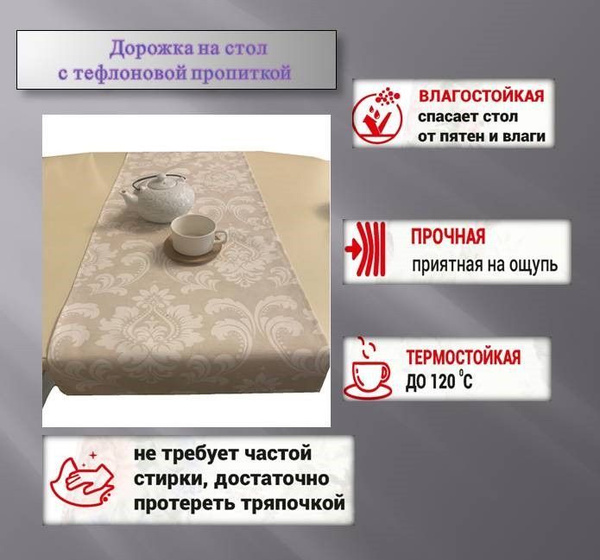 Дорожка на стол с влагоотталкивающей пропиткой. Дамаск - купить в ...