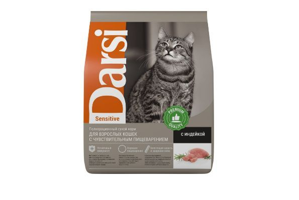 Корм сухой для кошек DARSI Sensitive Индейка, 1,8кг - купить с ...