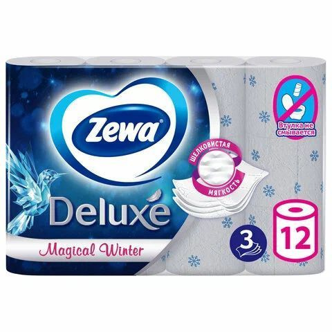 Бумага туалетная 18 метров, ZEWA Deluxe, 3-х слойная 12 рулонов в ...