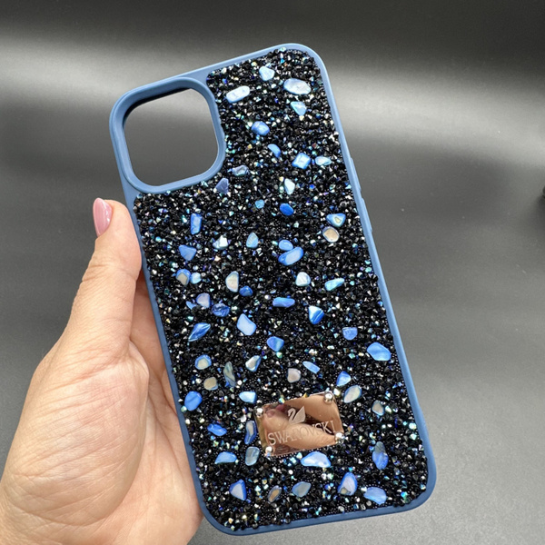 Чехол для телефона SWAROVSKI iphone 13/14 силикон и камни Синий с ...