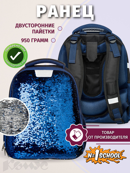 Портфель школьный для девочек №1 School, ранец твердый каркасный ...