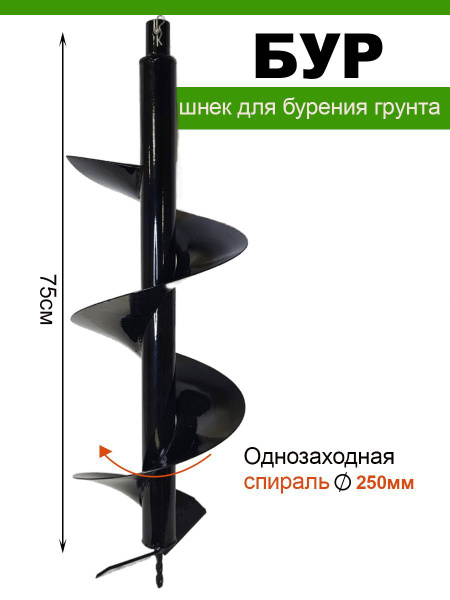 Бур ручной для бурения грунта спираль 250мм - купить по выгодной цене в ...
