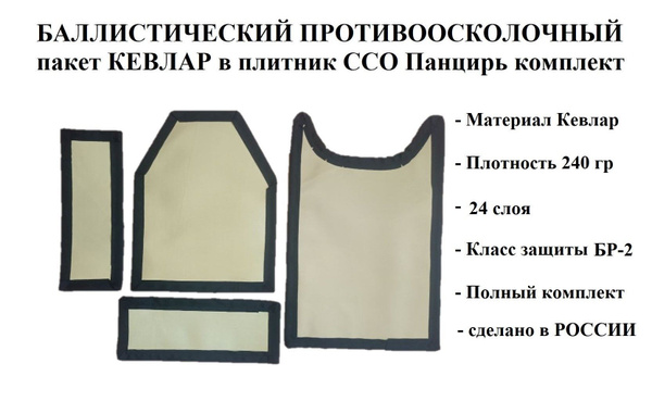 Баллистические противоосколочные пакеты в плитник Панцирь ССО, комплект ...