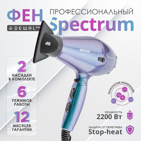 Фен для волос Dewal 03-110 Black, бирюзовый - купить по выгодным ценам ...