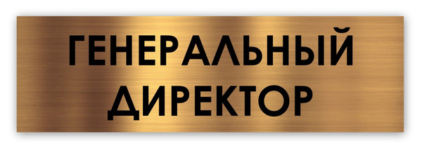 Генеральный директор табличка на дверь Standart 250*75*1,5 мм. Золото ...