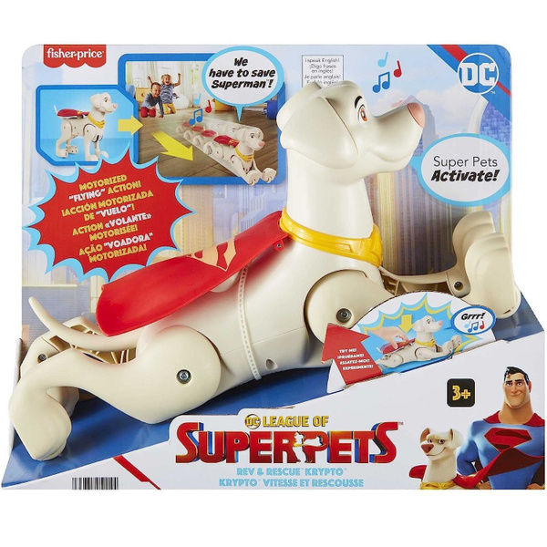 Музыкальная интерактивная игрушка собака супер-мен Fisher-price Dc ...