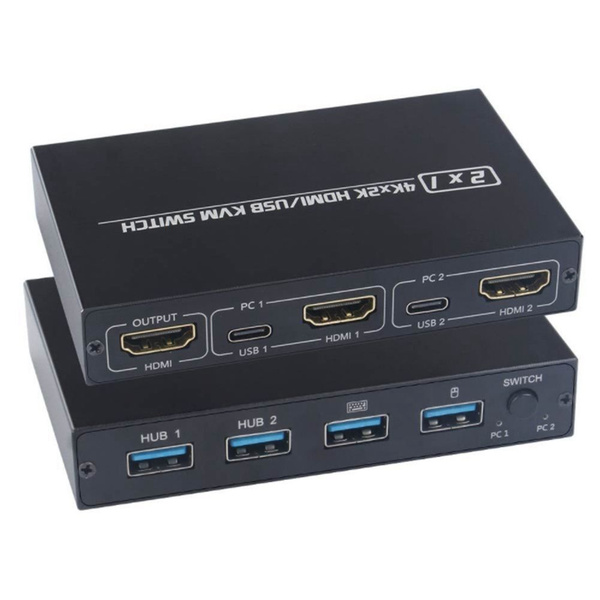 Коммутатор переключатель KVM hdmi+usb 2 на 1 Для двух ПК с общим ...