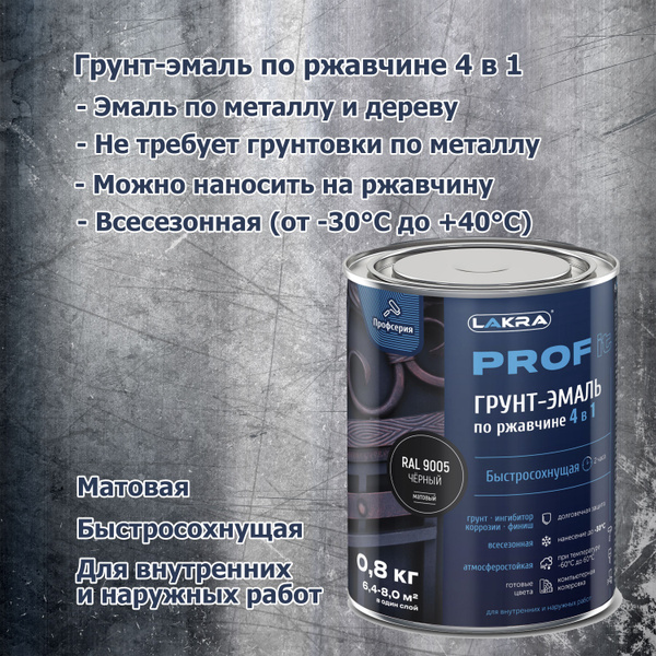 Грунт-эмаль Лакра 4 в 1 PROF IT, быстросохнущая Быстросохнущая, Гладкая ...