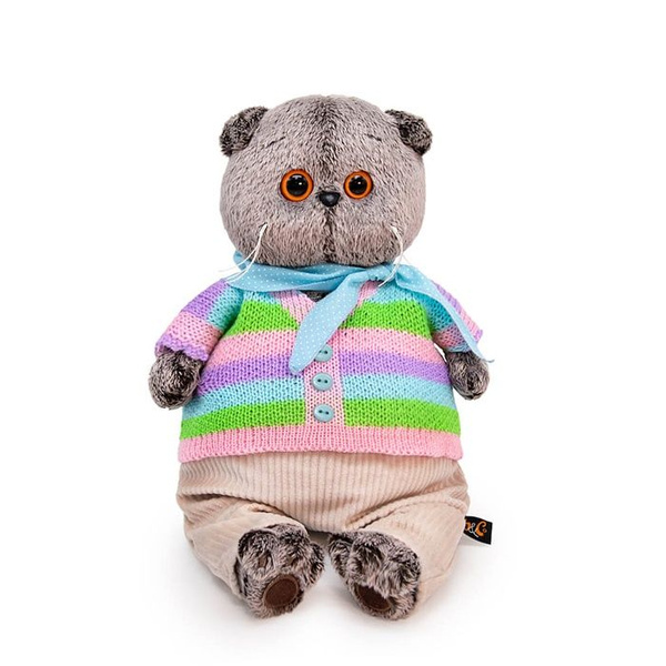 Кот игрушечный мягкий Basik&Сo Басик в полосатой кофте и штанах (Ks19 ...