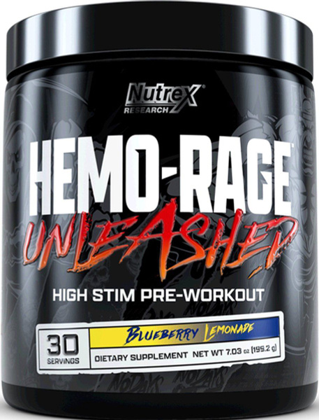 Предтренировочный комплекс, Nutrex HEMO-RAGE Unleashed, Черничный ...