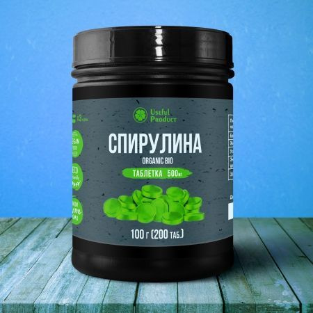 Спирулина Useful Product в таблетках (100г), 500мг, 200шт.Органическая ...