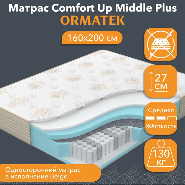 Матрас ORMATEK Comfort Up Middle Plus_белый_бежевый, Независимые ...