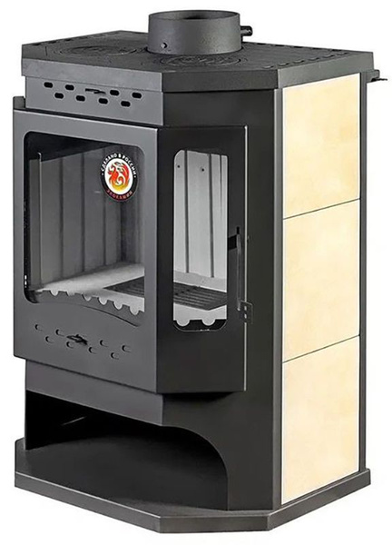 Печь-камин Экокамин Бавария Призматик с плитой, Напольная установка ...