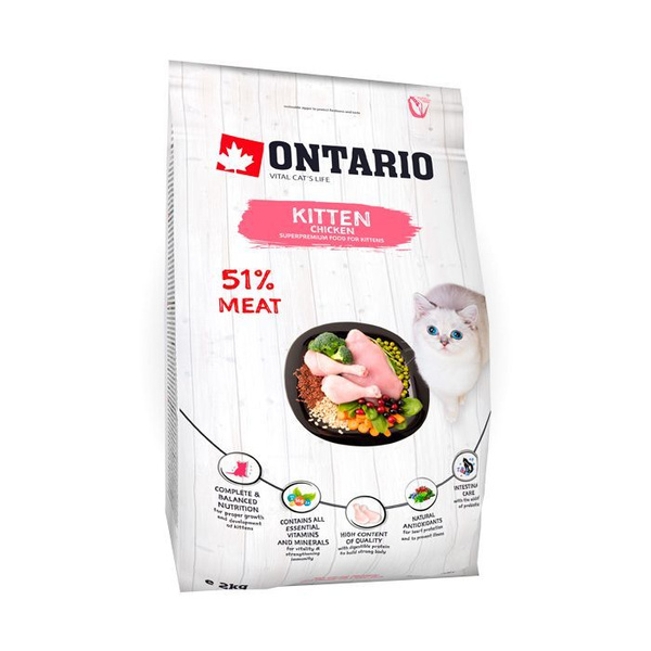 Корм для котят ONTARIO с курицей, 2 кг (до 04.2024) - купить с ...