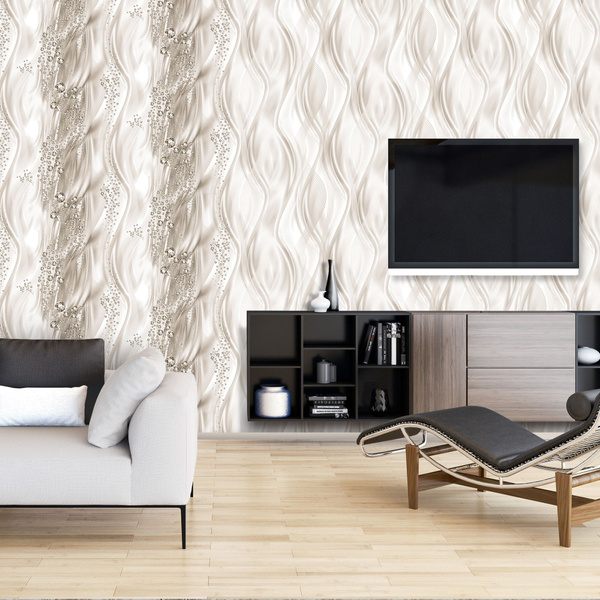 Обои флизелиновые Диамант 7103 Бежевые, горячее тиснение, 1,06*10м ...