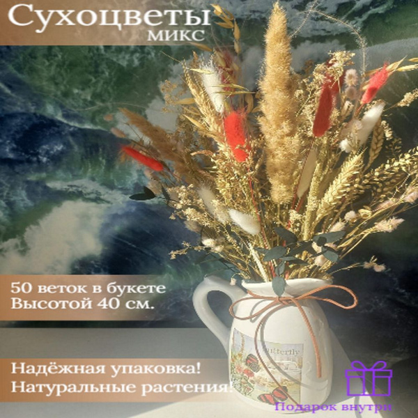 Купить Набор сухоцветов для вазы по выгодной цене в интернет-магазине ...