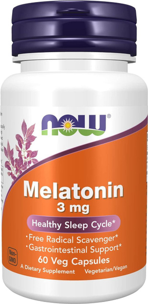 NOW Foods, Мелатонин, 3 мг, 60 капсул, Healthy Sleep Cycle - купить с ...