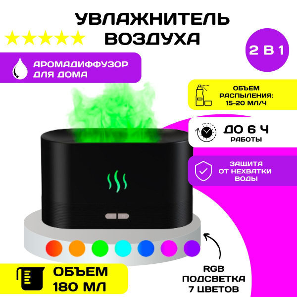 Увлажнитель воздуха 3в1, арома диффузор для дома, офиса, 7 цветов ...