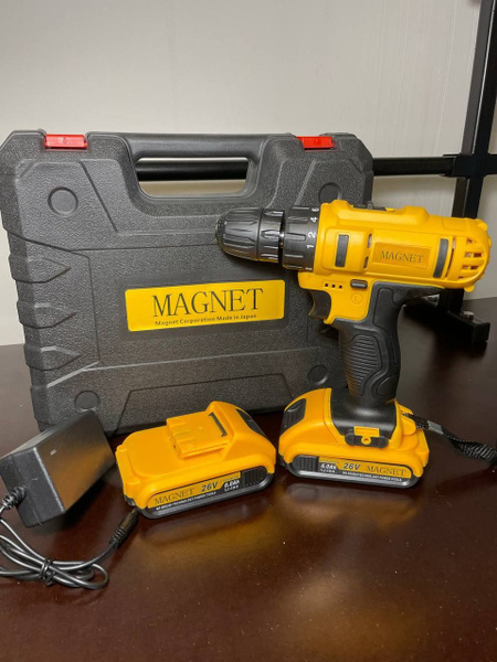 Дрель-шуруповерт ДРАИБУС MAGNET 26V с 2 аккумуляторами и набором из 24 ...