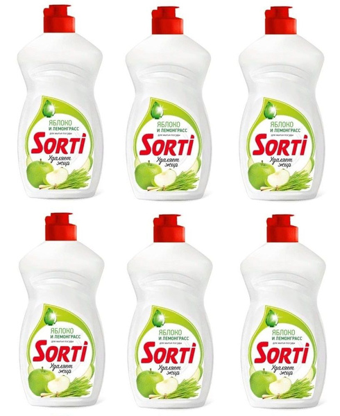 Sorti Средство для мытья посуды Капля, Яблоко и лемонграсс, 450 мл, 6 ...