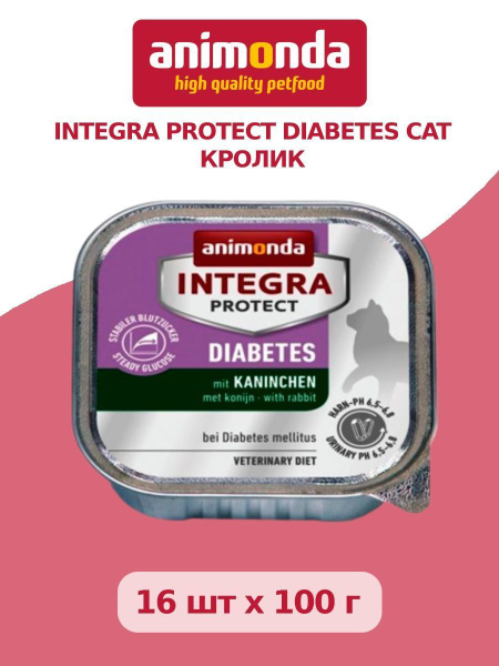 Влажный корм Animonda Integra Protect Diabetes Cat (Кролик) для кошек ...