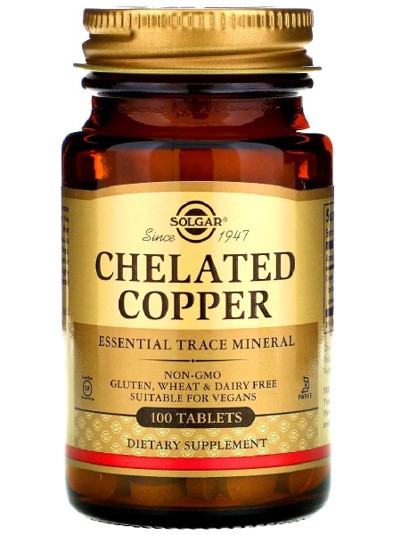 Solgar Chelated Copper 2,5 mg 100 tablets / Хелат меди 2,5 мг. 100 ...
