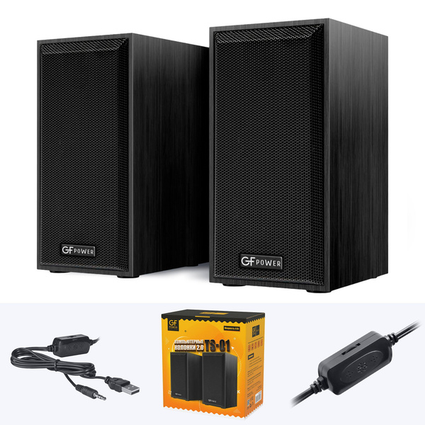 Колонки для компьютера GFPoWeR TS-01, 2.0, 6Вт, питание от USB, чёрное ...