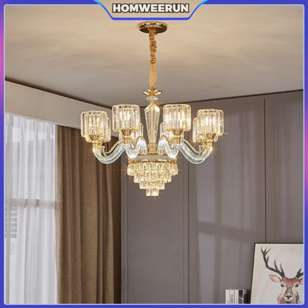 Люстра подвеснаяHOMWEERUNLED роскошная золотой хрустальные люстры ...