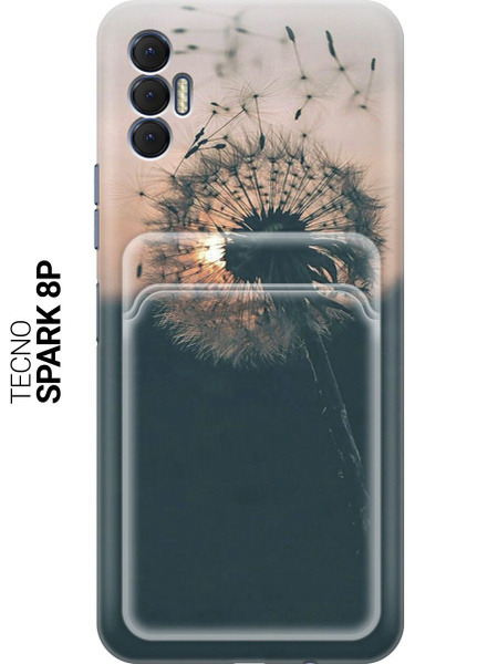 Чехол с карманом для карт на Tecno Spark 8P / Техно Спарк 8Р с принтом ...