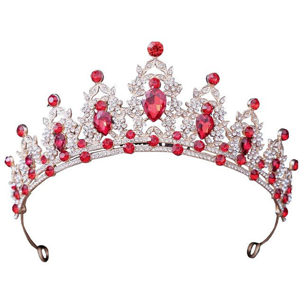 Тиара MAXIJOY с красными камнями 14,5см серебро купить c доставкой