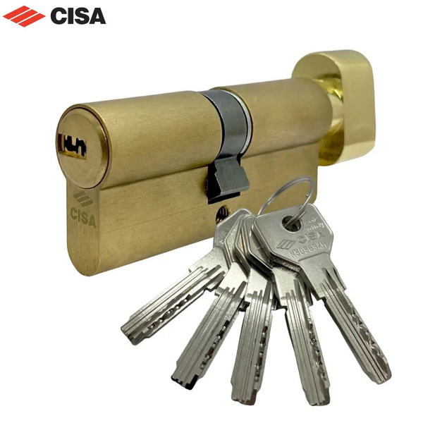 Цилиндр замка CISA (Чиза) ASIX ключ-вертушка 70мм (30х40) золото купить ...