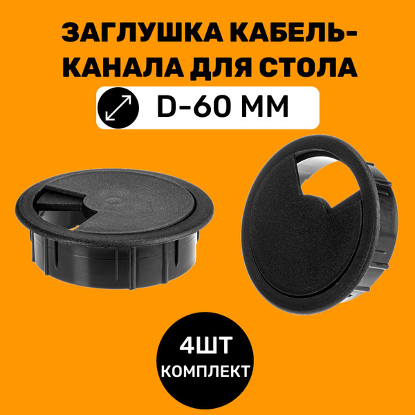 Заглушка для проводов в столешницу, Пластик, черный матовый купить по ...