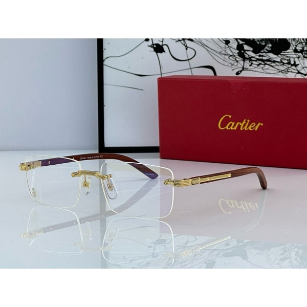 Cartier CT0490O Деревянный стебель безободковые оправы для близорукости ...