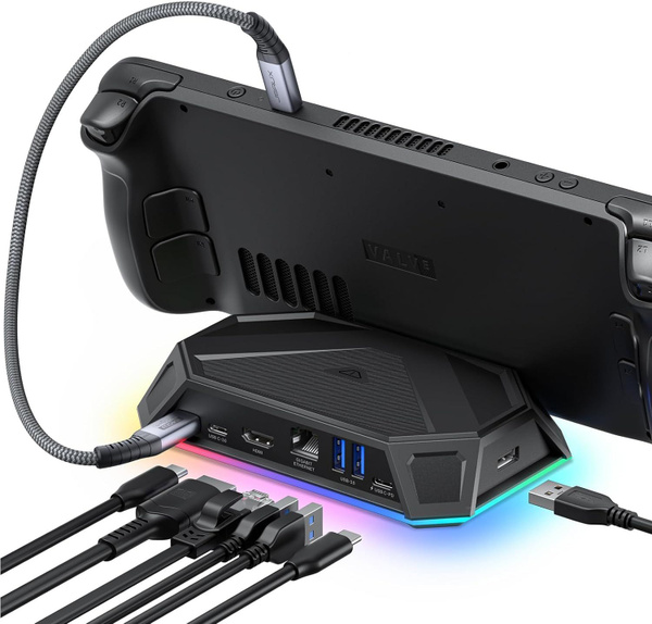 Док-станция JSAUX RGB для OLED-дисплея Steam Deck, док-станция 8-в-1 с ...
