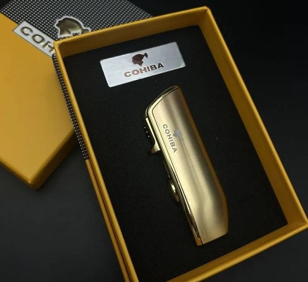 Газовая зажигалка Cohiba Три пламени С дрелью для сигар Металлический ...
