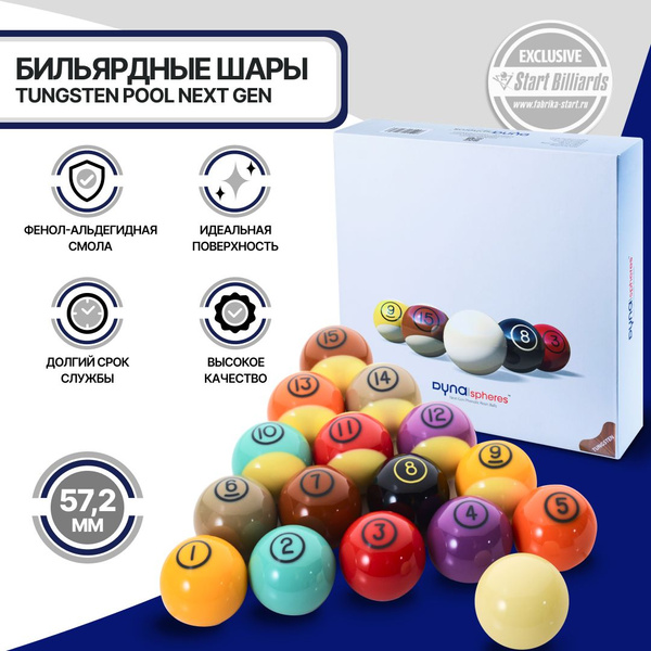 Шары для бильярда Dyna spheres Tungsten Pool Next Gen 57,2 мм - купить ...