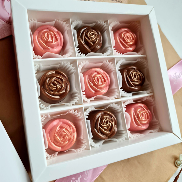 Конфеты на 8 МАРТА ручной работы Розы 9шт, CHOCOLACA, шоколадные цветы ...