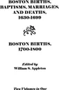 Boston Births, Baptisms, Marriages, and Deaths, 1630-1699 and Boston Births, 1700-1800 - Boston, Appleton