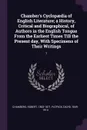 Chamber's Cyclopaedia of English Literature; a History, Critical and Biographical, of Authors in the English Tongue From the Earliest Times Till the Present day, With Specimens of Their Writings. 1 - Robert Chambers, David Patrick