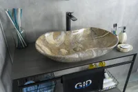 Керамическая накладная раковина для ванной Gid Mnc503 с донным клапаном в цвет раковины. Спонсорские товары