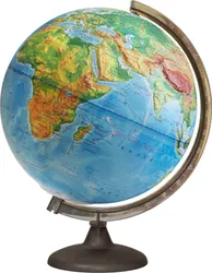 Глобус рельефный с физической картой мира, изготовленный из высококачественного прочного пластика, показывает страны мира, сухопутные и  ...